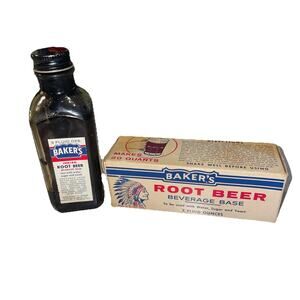 Antique/Vintage Baker's Bottle / Box Indian Root Beer Beverage Base 3 Fl Oz